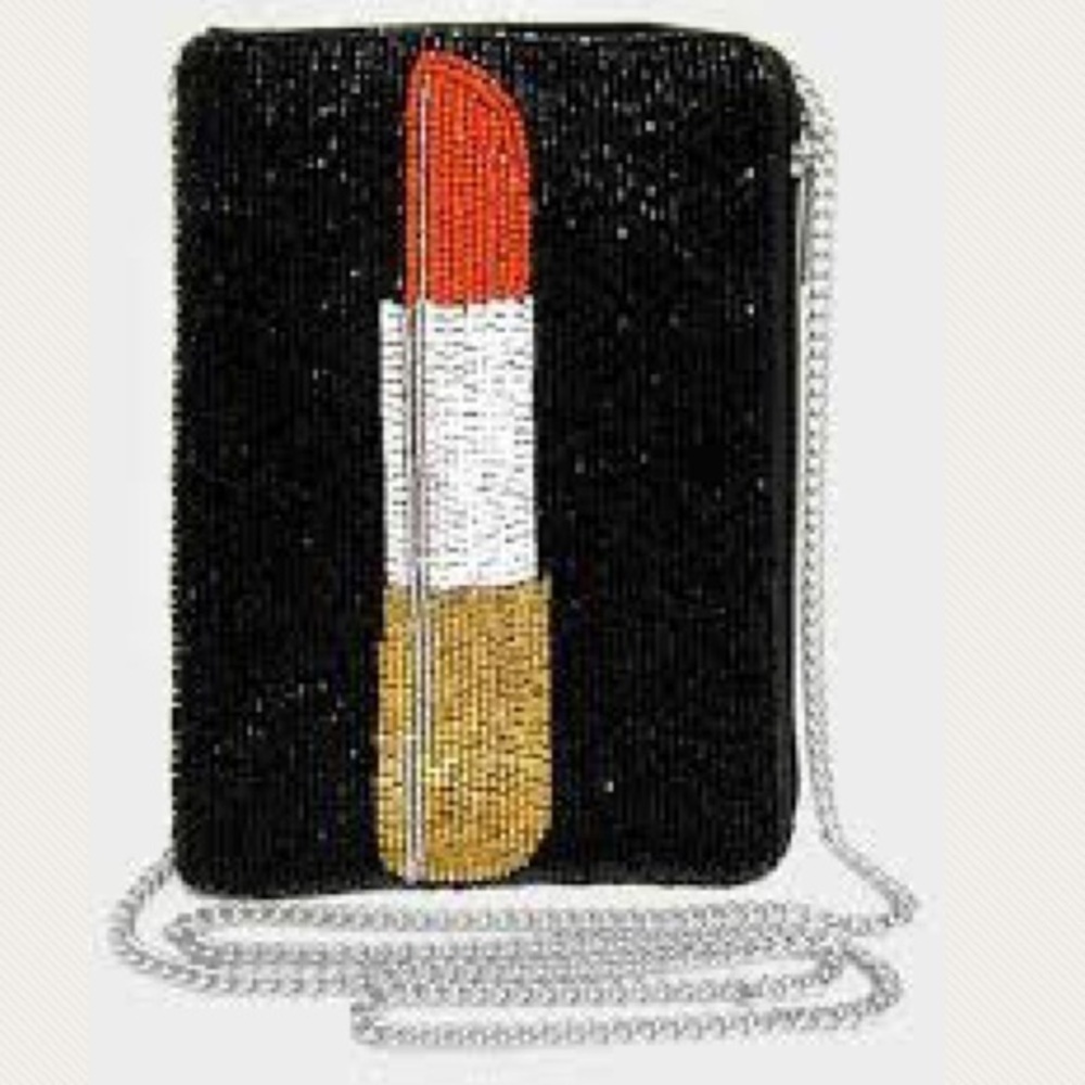 Beaded Lipstick Crossbody Clutch